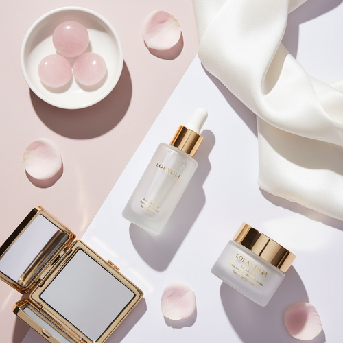Lumière Glow Facial Serum elegant glass bottle with gold dropper