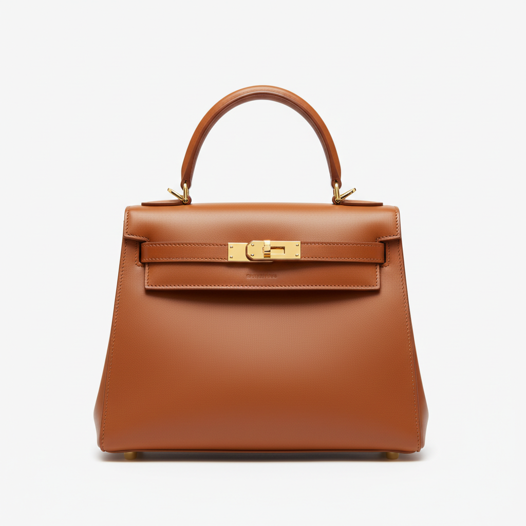 Maison Cognac Top-Handle Bag structured leather handbag with gold hardware
